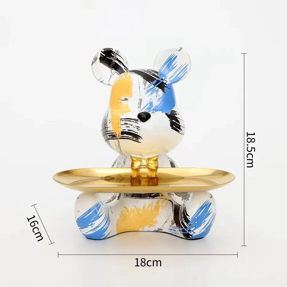 Afralia™ Graffiti Bear Figurine Statue Key Shelf Decor - Modern Table Sculpture