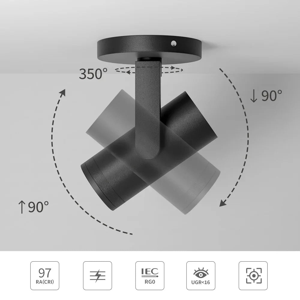 Afralia™ 12W Dimmable LED Ceiling Spotlight | Adjustable Beam Angle | CRI97 Black