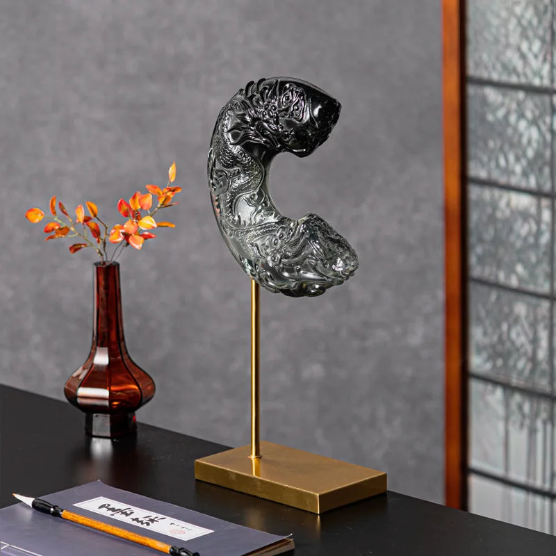 Afralia™ Retro Jade Crescent Moon Resin Ornament Art Handicrafts