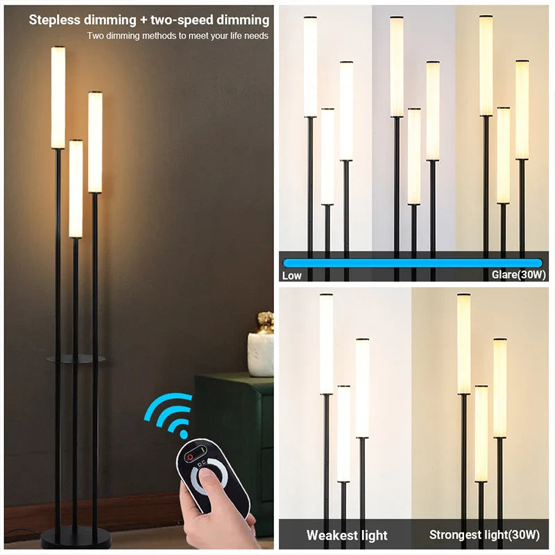 Afralia™ Modern LED Storage Floor Lamp with Dimmable Lighting & Remote Control