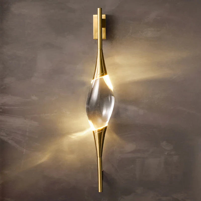 Afralia™ Crystal Wall Sconce Copper Body Light for Bedside, Stair, Foyer, Dining Room