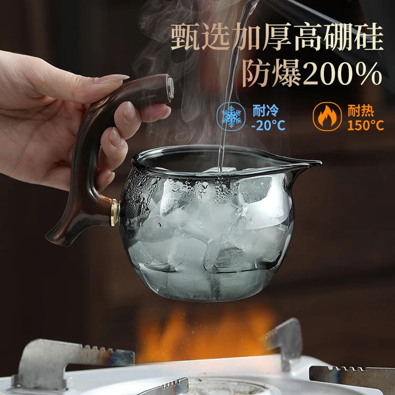 Afralia™ Five-Shaped Glass Tea Set with Semi-Automatic Teapot and Magnetic Water Pot