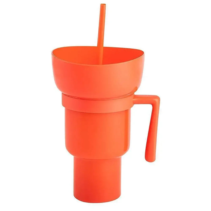 Afralia™ Snack Bowl & Drink Tumbler: 2-in-1 Stadium Cup with Straw, Leakproof & Portable