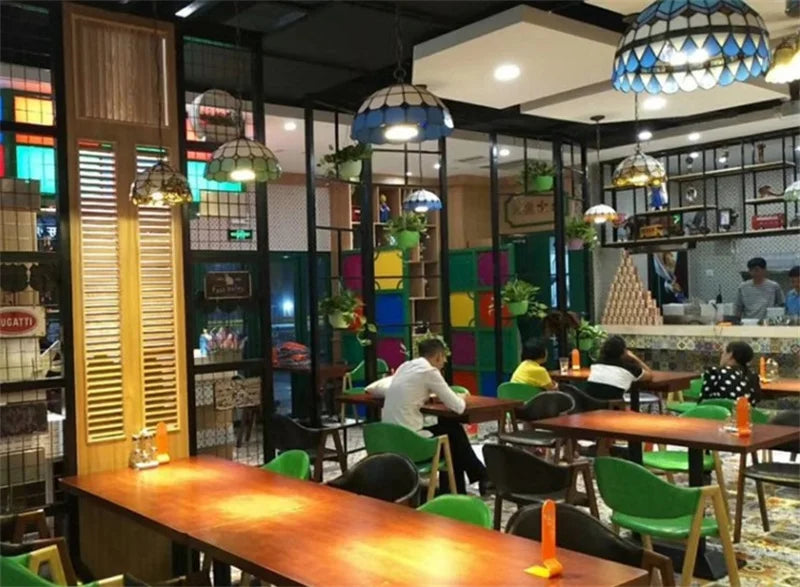 Afralia™ Vintage Tiffany Stained Glass Pendant Lights Hanging Lamp for Kitchen Home Decor