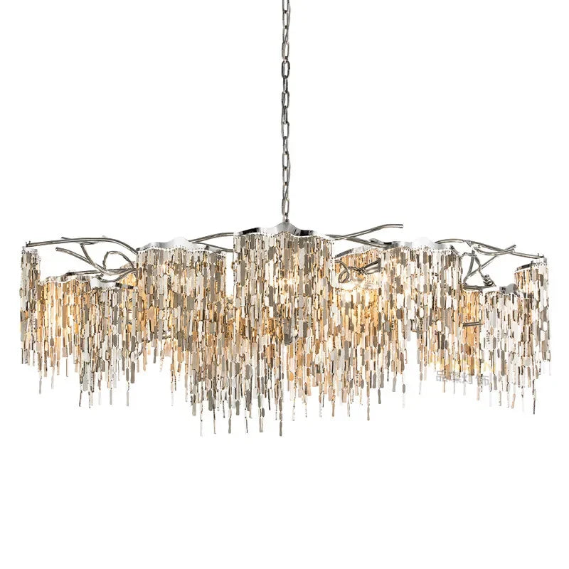 Afralia™ Steel LED Chandelier: Modern Luxury Plated Lighting Fixture