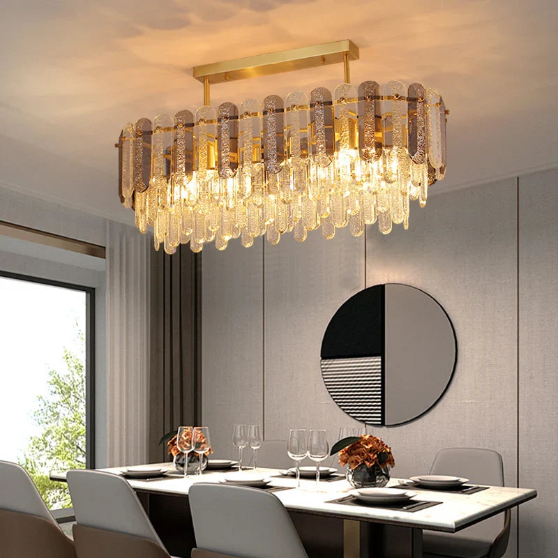 Afralia™ Luxury Copper Crystal Chandelier Light for Living Room and Bedroom