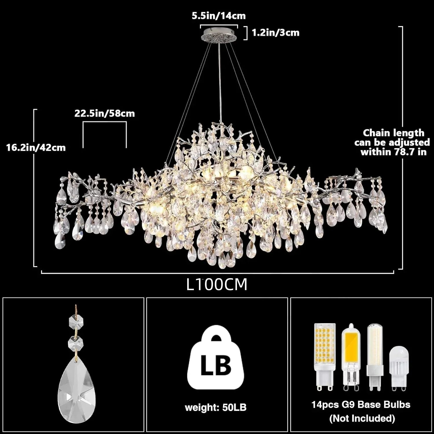 Afralia™ Modern Crystal Branch Chandelier for Living Room and Dining Room