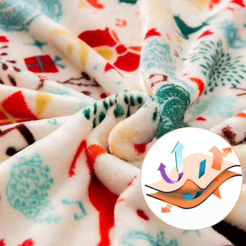 Afralia™ Christmas Flannel Blanket with Plush Ball - Multi-Functional Winter Shawl & Cushion