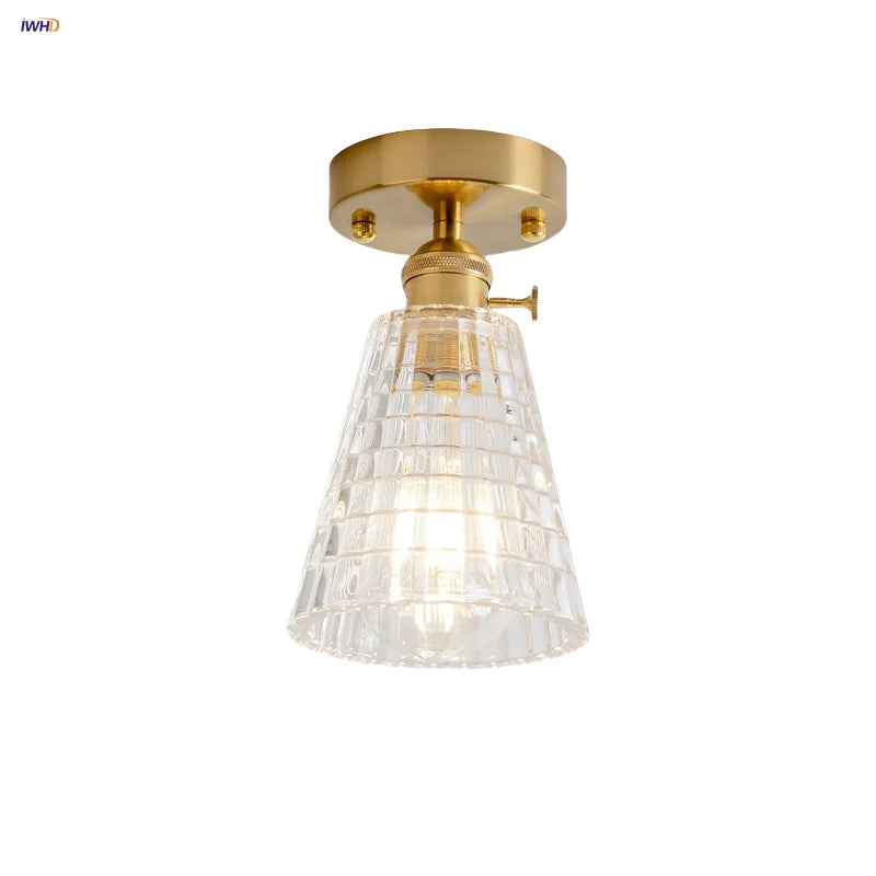 Afralia™ LED Copper Switch Ceiling Lamp Clear Glass Modern Home Decor