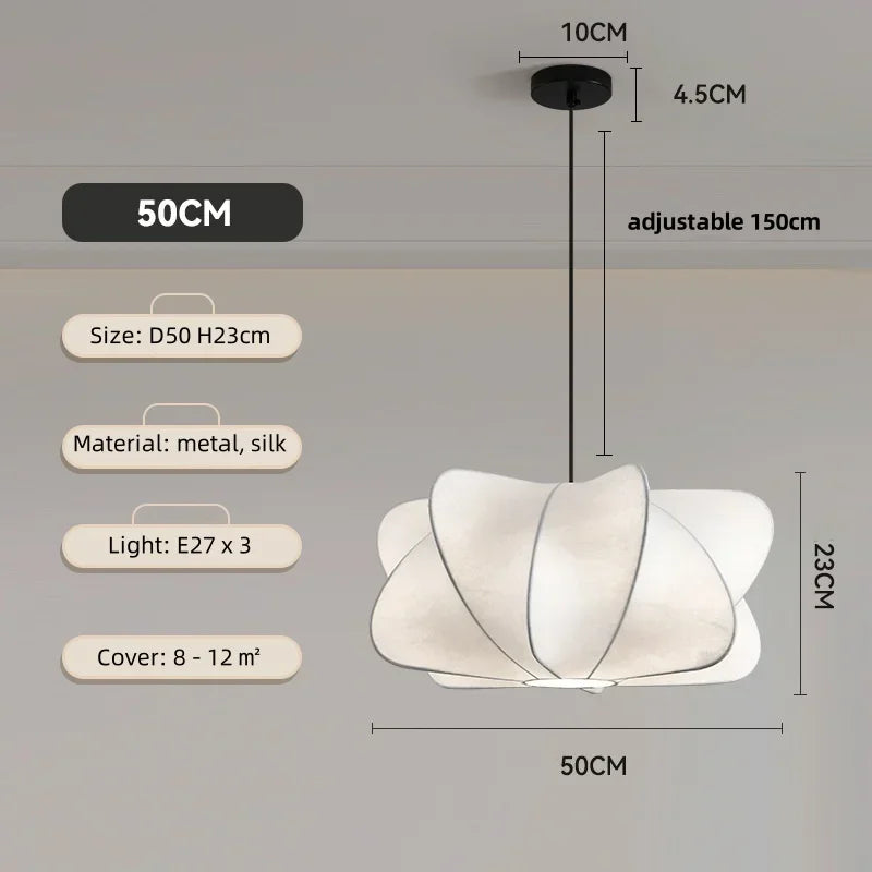 Afralia™ Silk Pendant Light | Elegant LED Chandelier for Dining Room and Bedroom