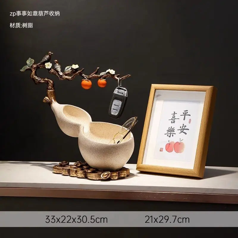 Afralia™ Chinese Gourd Key & Desktop Storage Decoration for Wealth Attraction