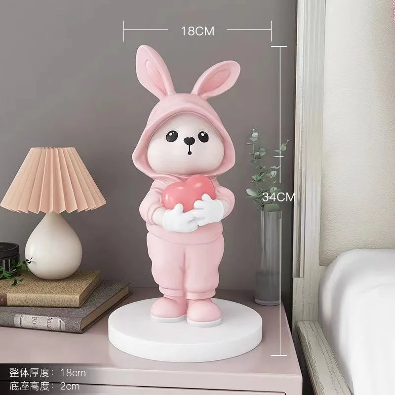 Afralia™ Cute Rabbit Desk Figurines, Cartoon Home Decor, Nordic Arts, Crafts Supplies