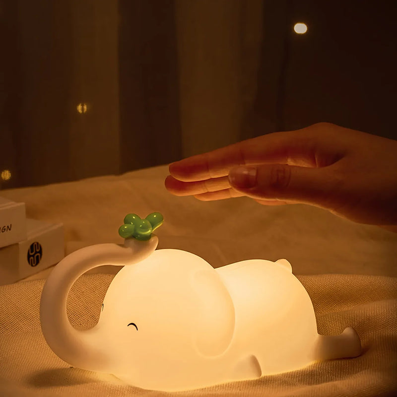 Afralia™ Elephant Silicone Night Light: Cute Baby Dimmable Lamp for Bedside, Bedroom Decor & Gift