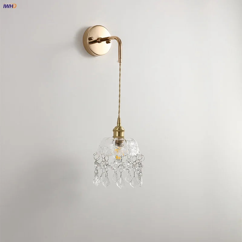 Afralia™ Clear Glass LED Wall Lamp Modern Crystal Home Decor Bathroom Mirror Light
