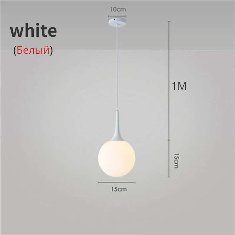 Afralia™ Nordic Glass Ball Pendant Lights LED Chandelier for Living Room & Restaurant