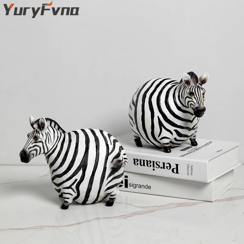 Afralia™ Nordic Fat Zebra Miniature: Creative Modern Art Animal Figurine Ornament