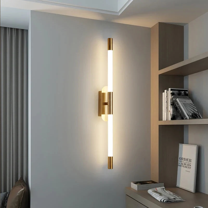 Afralia™ Nordic Double-headed Wall Lamps Golden Black Staircase Bedroom LED Light