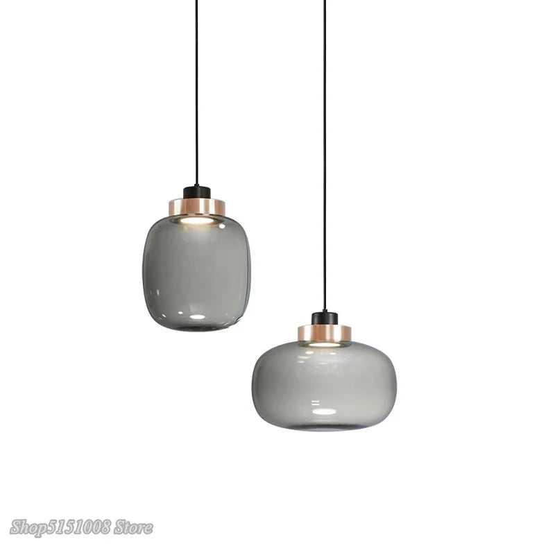 Afralia™ Nordic Glass Pendant Light - Modern Minimalist Bedroom Bar Decor