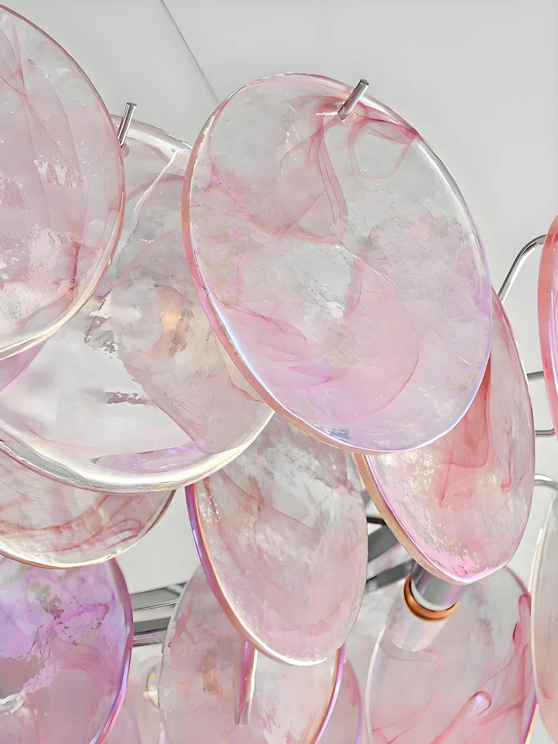 Afralia™ Pink Murano Crystal Chandelier - French Vintage Pendant Light for Home Decor