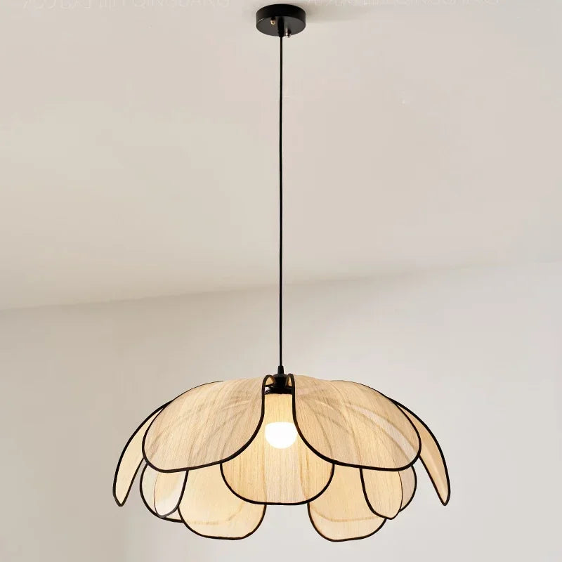 Afralia™ Petal Rattan Pendant Lamp, Elegant Ceiling Light for Dining Room & Living Space