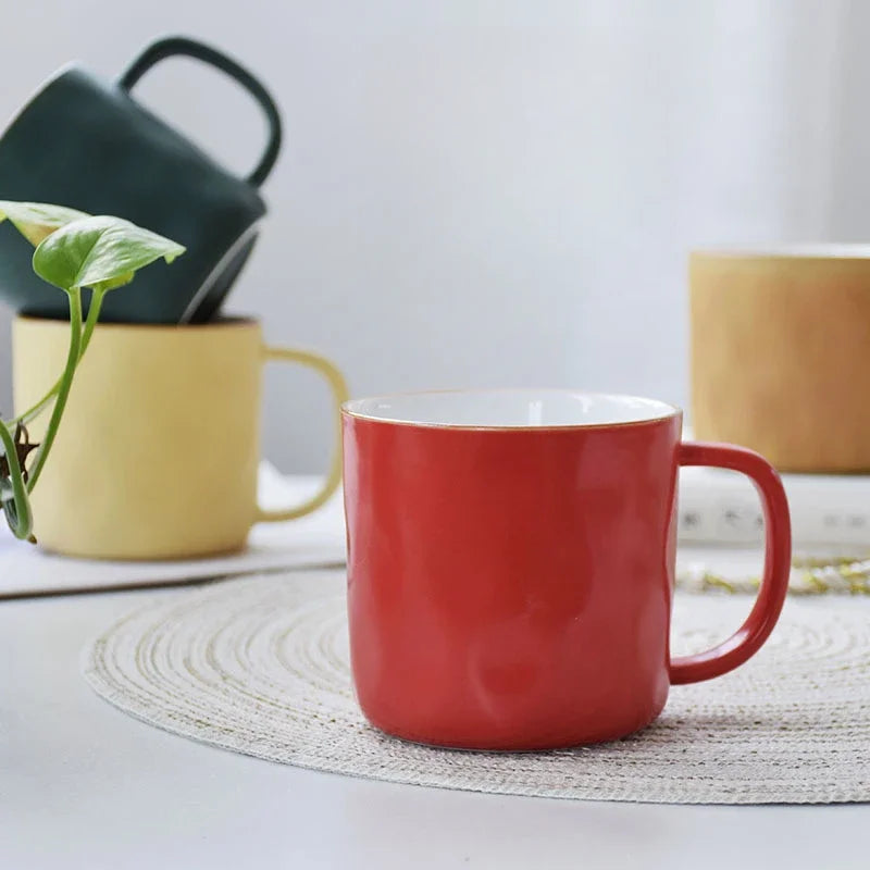 Afralia™ Macaron Color Porcelain Coffee Mug Set - Good-looking Drinkware for Personalized Gifting