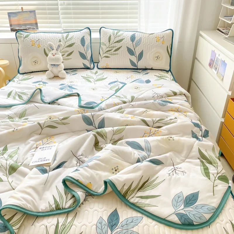Afralia™ Double-Sided Cool Comforter Set: Ice Silk Duvet, Fitted Sheet, Pillowcase