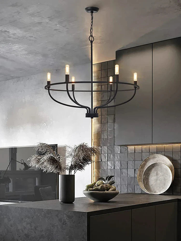 Afralia™ Industrial Chandelier Light: Retro Iron Pendant Lamp for Living Room, Kitchen, Restaurant