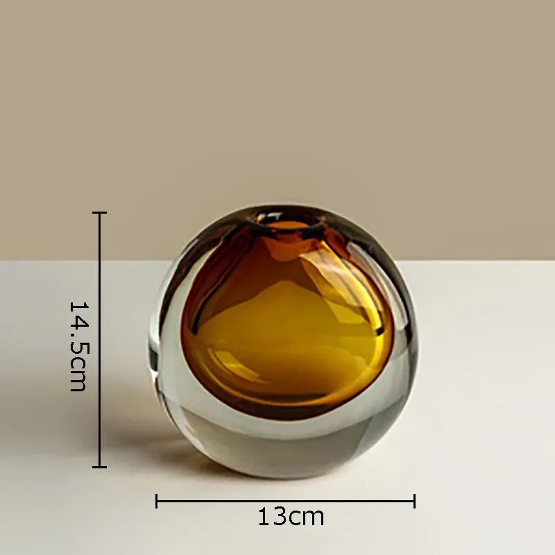 Afralia™ Elegant 2-Tone Glass Vase with Artificial Flowers for Modern Home Decor