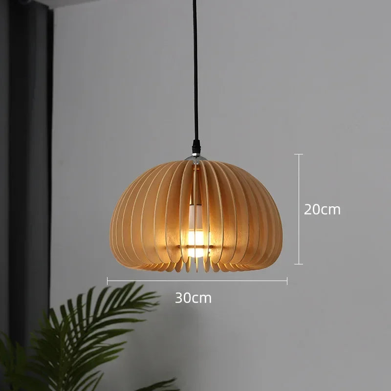 Afralia™ Pumpkin Wooden Pendant Light Fixture for Home and Restaurant Decor