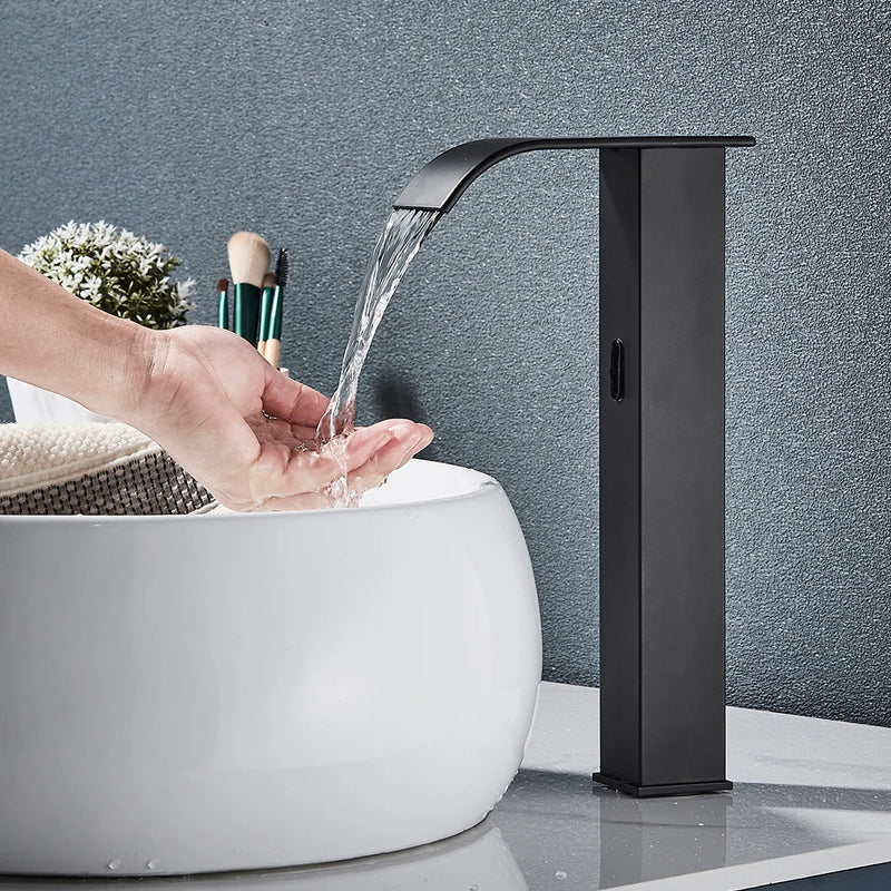 Afralia™ Automatic Sensor Waterfall Basin Faucet - Touchless Bathroom Sink Tap