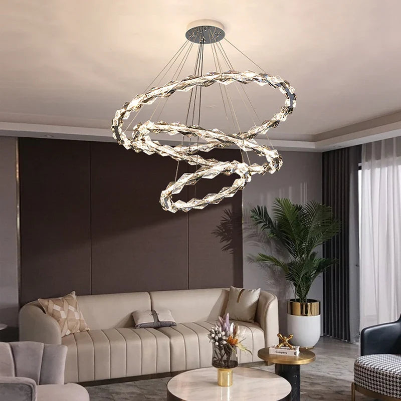 Afralia™ Crystal Chandelier: Modern Minimalist LED Lighting for Living Room and Villa Home