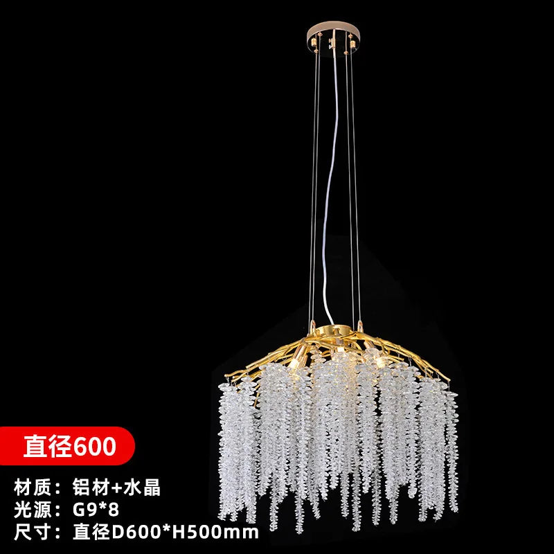 Afralia™ Crystal Pendant Light: Luxury Living Room Modern Golden Branch Chandelier