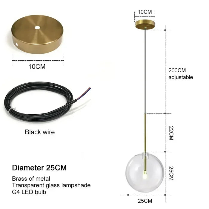 Afralia™ Transparent Glass Scandinavia Pendant Chandeliers with G4 Bulb