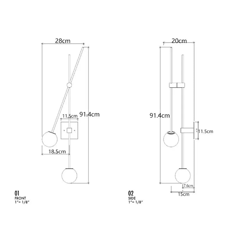 Afralia™ Black Golden LED Glass Ball Wall Sconce for Foyer Bedroom