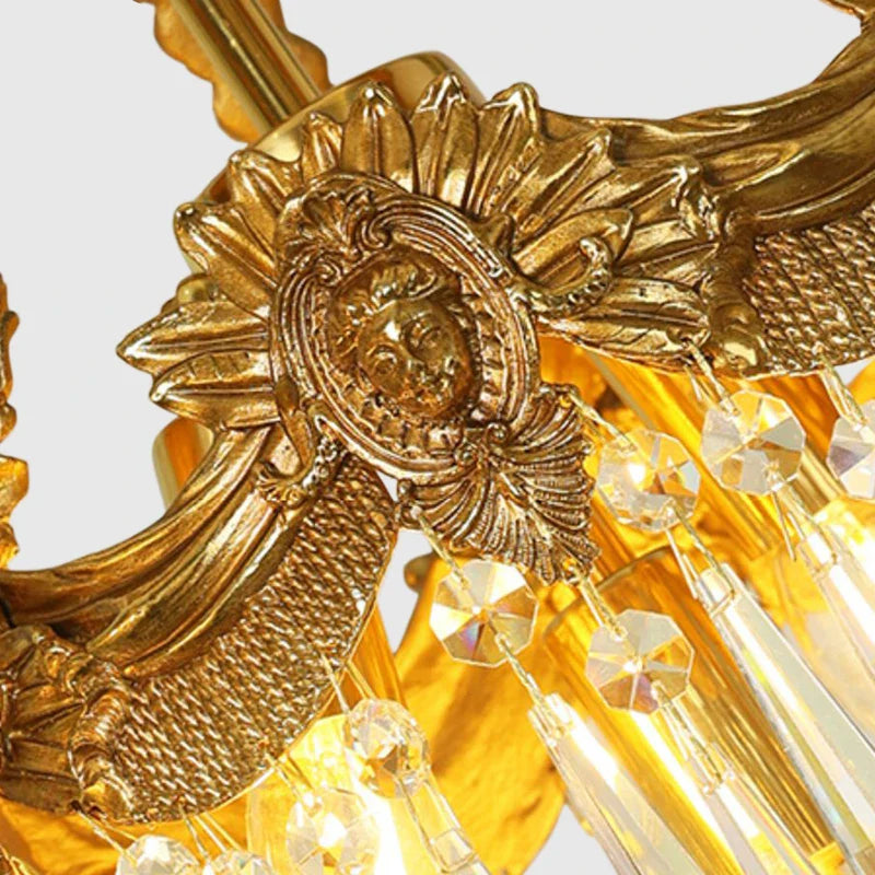 Afralia™ Luxury Brass Chandelier with Crystals for Restaurant, Bedroom, and Foyer