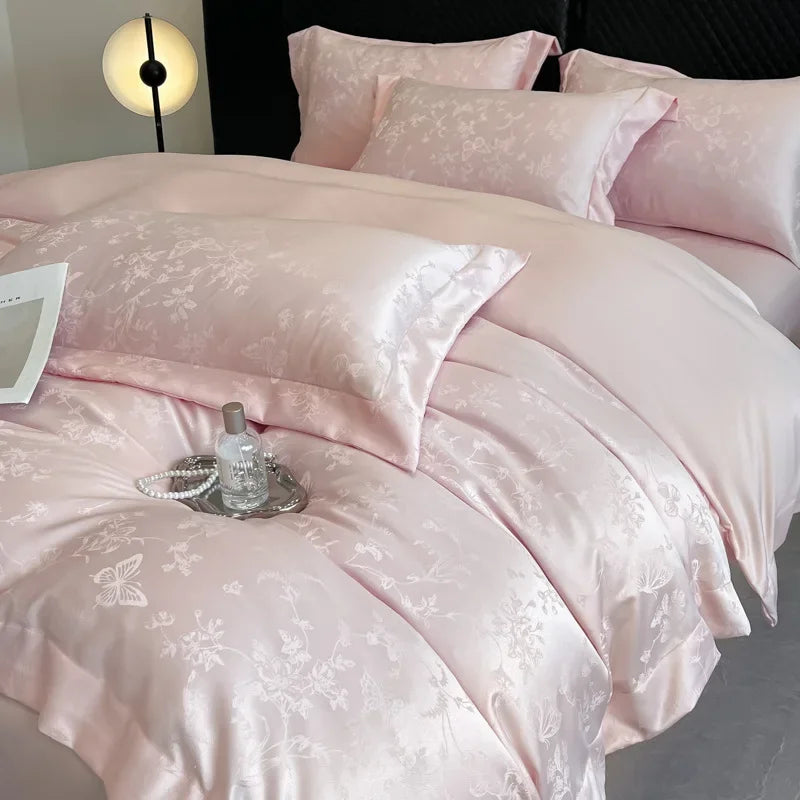 Afralia™ Silk Jacquard Bedding Sets - Luxury Comforter Cover for Double Bed