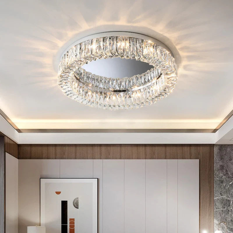 Afralia™ Crystal LED Ceiling Lights: Elegant Lighting Fixture for Living Room Bedroom Kitchen Decor