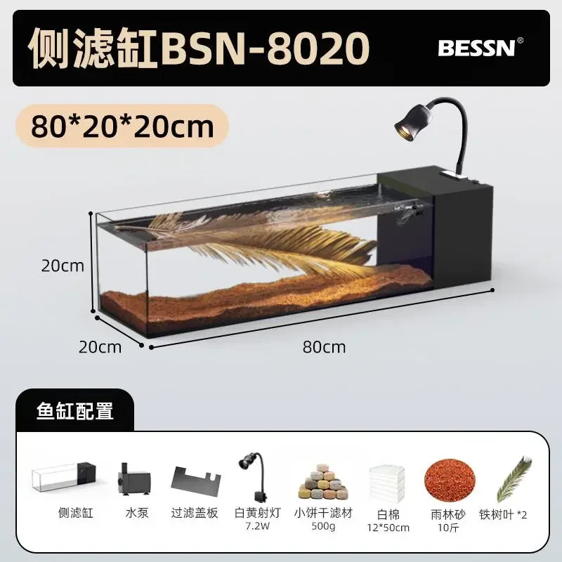 Afralia™ Betta Fish Tank, Acrylic Aquarium Bowl with Top Filtration System