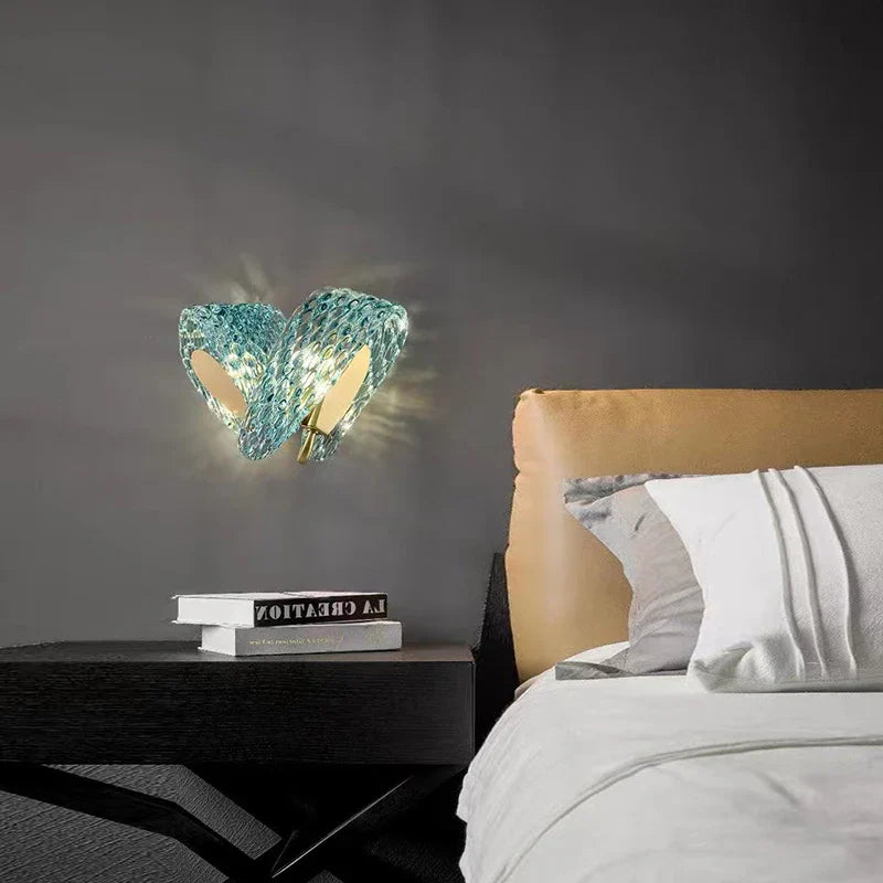 Afralia™ Blue Glass Luxury Wall Sconce LED Light Fixture for Living Room Bedroom Aisle