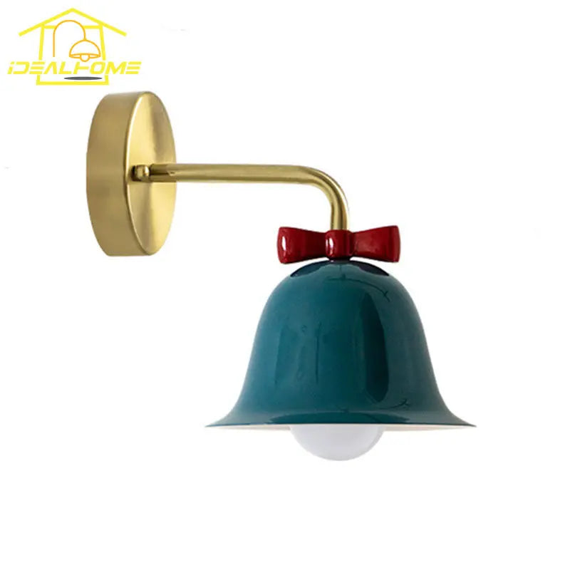 Afralia™ Bowknot Bell Wall Lamp E27 LED Glass Bedroom Kitchen Island Kids/Princess Room