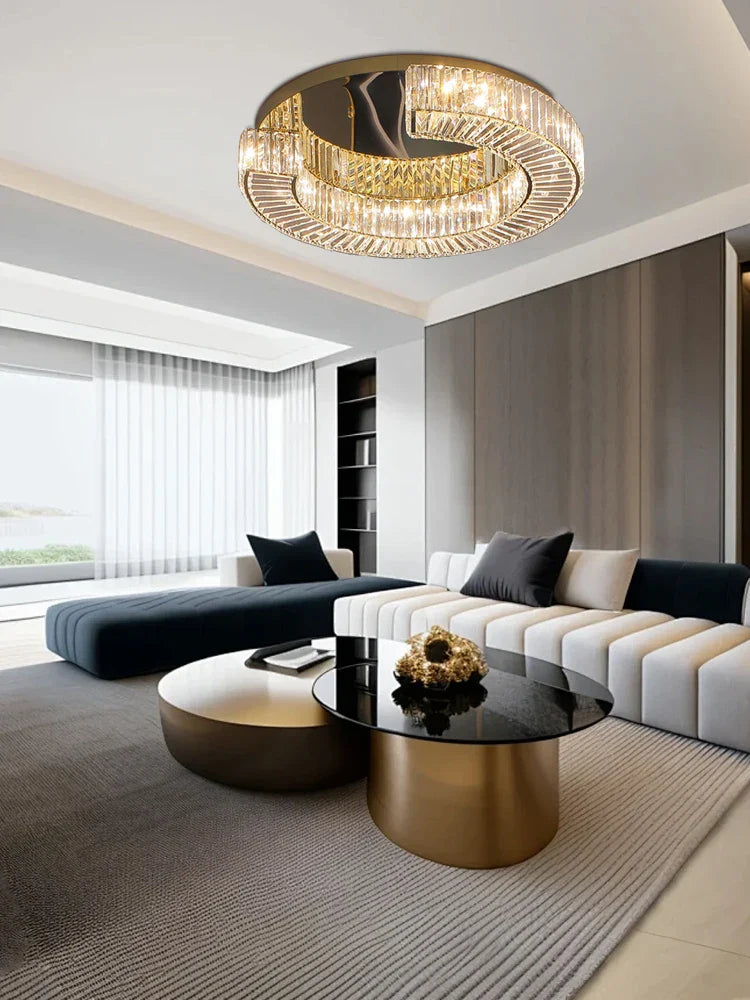 Afralia™ Luxury Crystal Ceiling Lamp: Modern Room Decor, Elegant LED Lighting for Living Room & Bedroom
