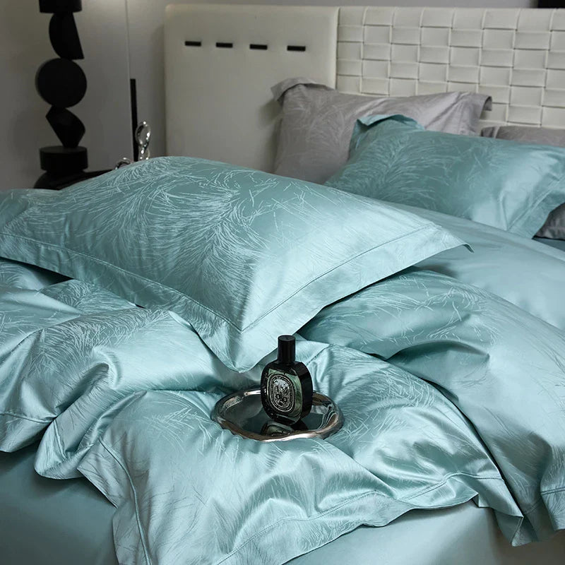 Afralia™ Luxury Jacquard Egyptian Cotton Queen King Bedding Set 4Pcs