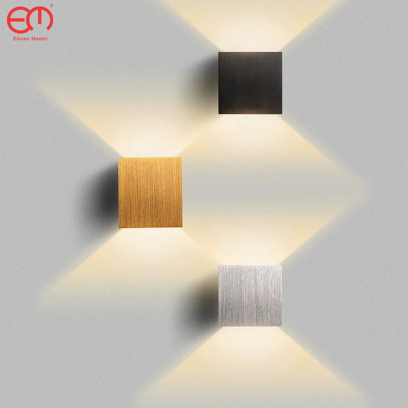 Afralia™ LED Up Down Wall Lamps: Gold & Silver Aluminium Wall Light for Bedroom, Living Room, Corridor