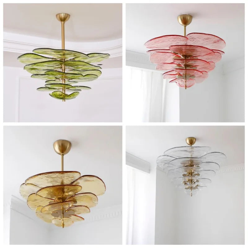 Afralia™ Lotus Leaf Crystal Glass LED Chandelier