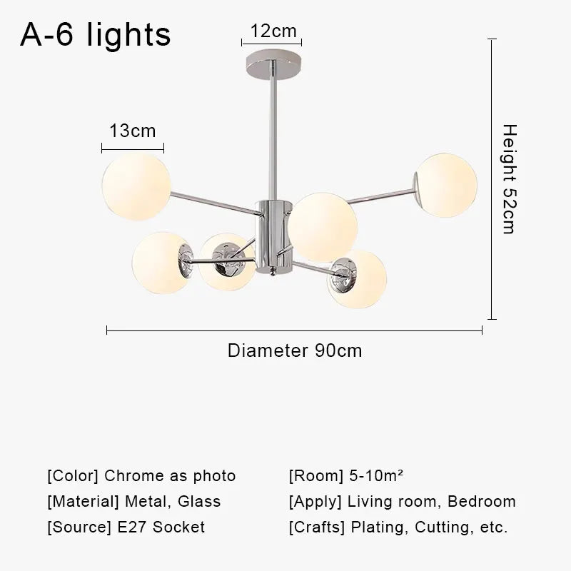 Afralia™ Glass Ball LED Ceiling Chandelier for Modern Living Room and Bedroom
