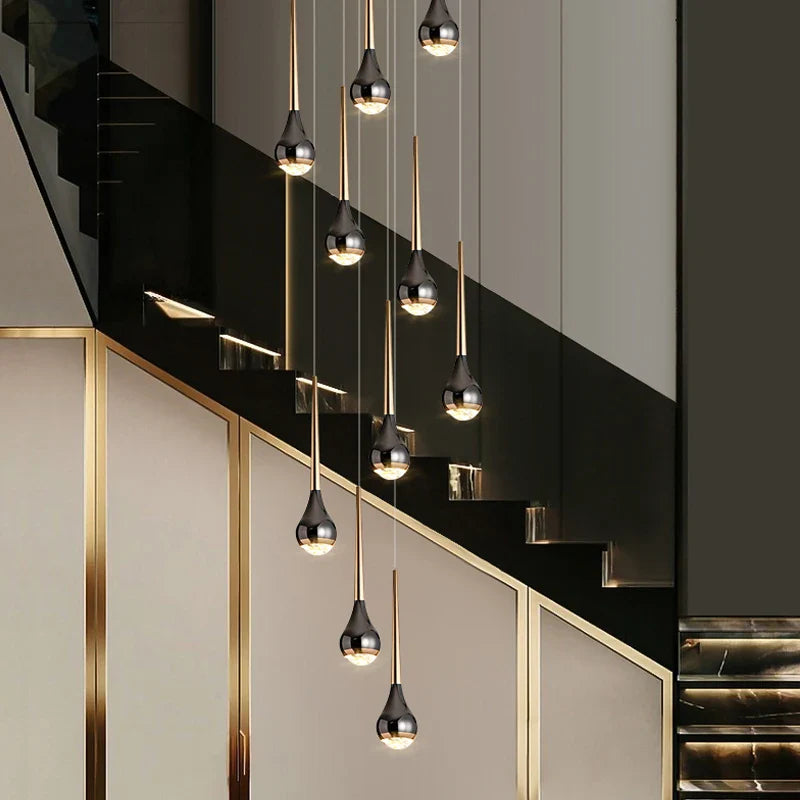 Afralia™ Hollow High Chandelier: Modern Nordic Loft Villa Stair Lamp