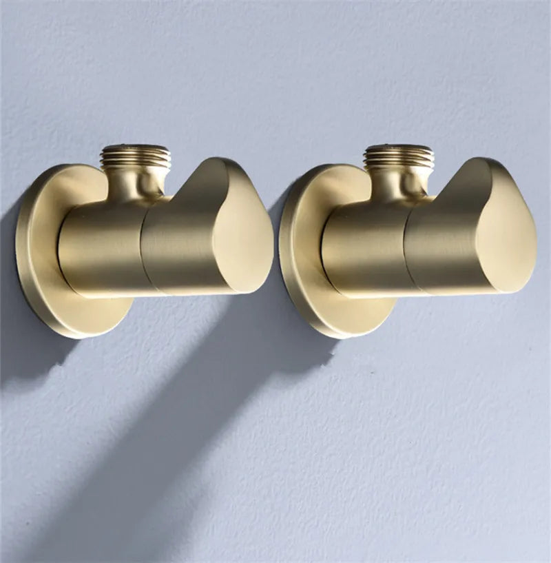 Afralia™ Brushed Gold Corner Valve Water Control for Bathroom Taps