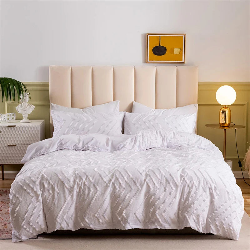 Afralia™ Soft Solid Color Double Duvet Cover Set King Queen Size Blanket & Pillowcases