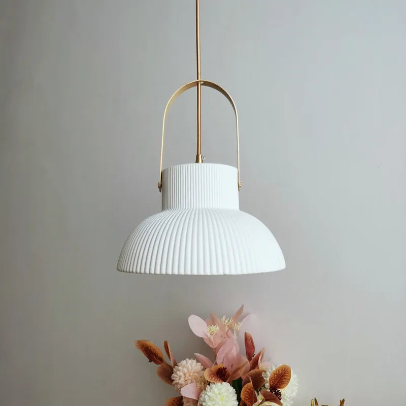 Afralia™ White Ceramic LED Pendant Light for Living Room Kitchen Bedroom