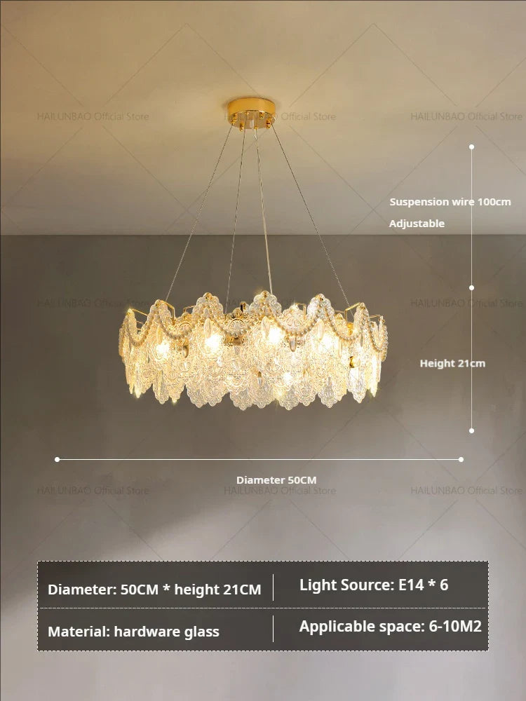 Afralia™ Glass Chandelier: French Light Luxury Living Room Dining Room Lamps